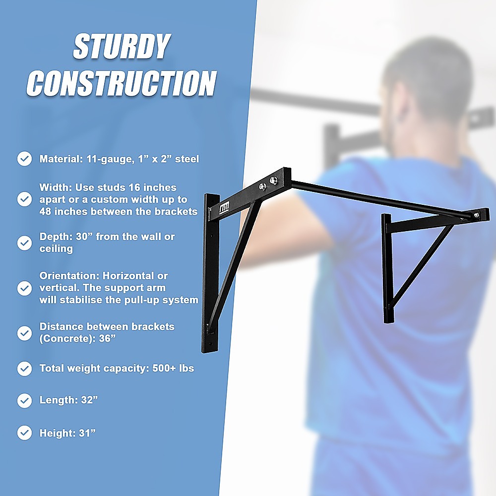 Wall Mounted Pull Up Bar – Heavy Duty Chin Up Station for Home Upper Body Training