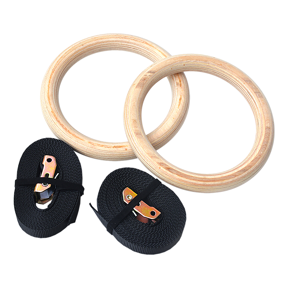 202mm Wooden Gymnastic Rings – Olympic Gym Strength Training & Fitness