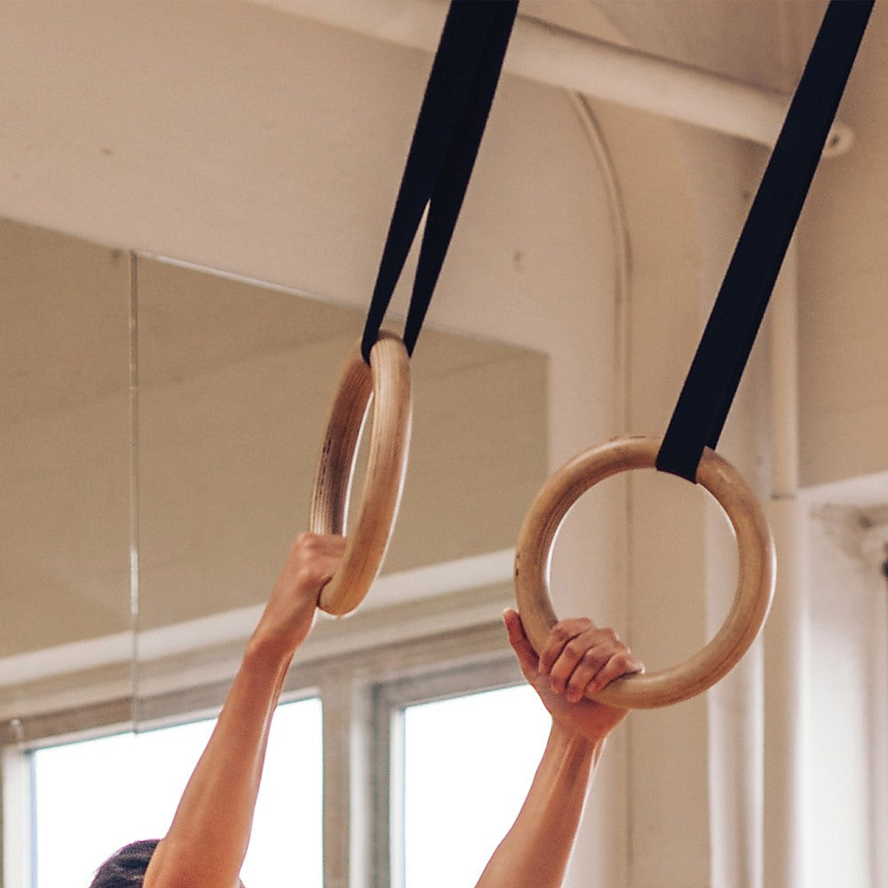 202mm Wooden Gymnastic Rings – Olympic Gym Strength Training & Fitness