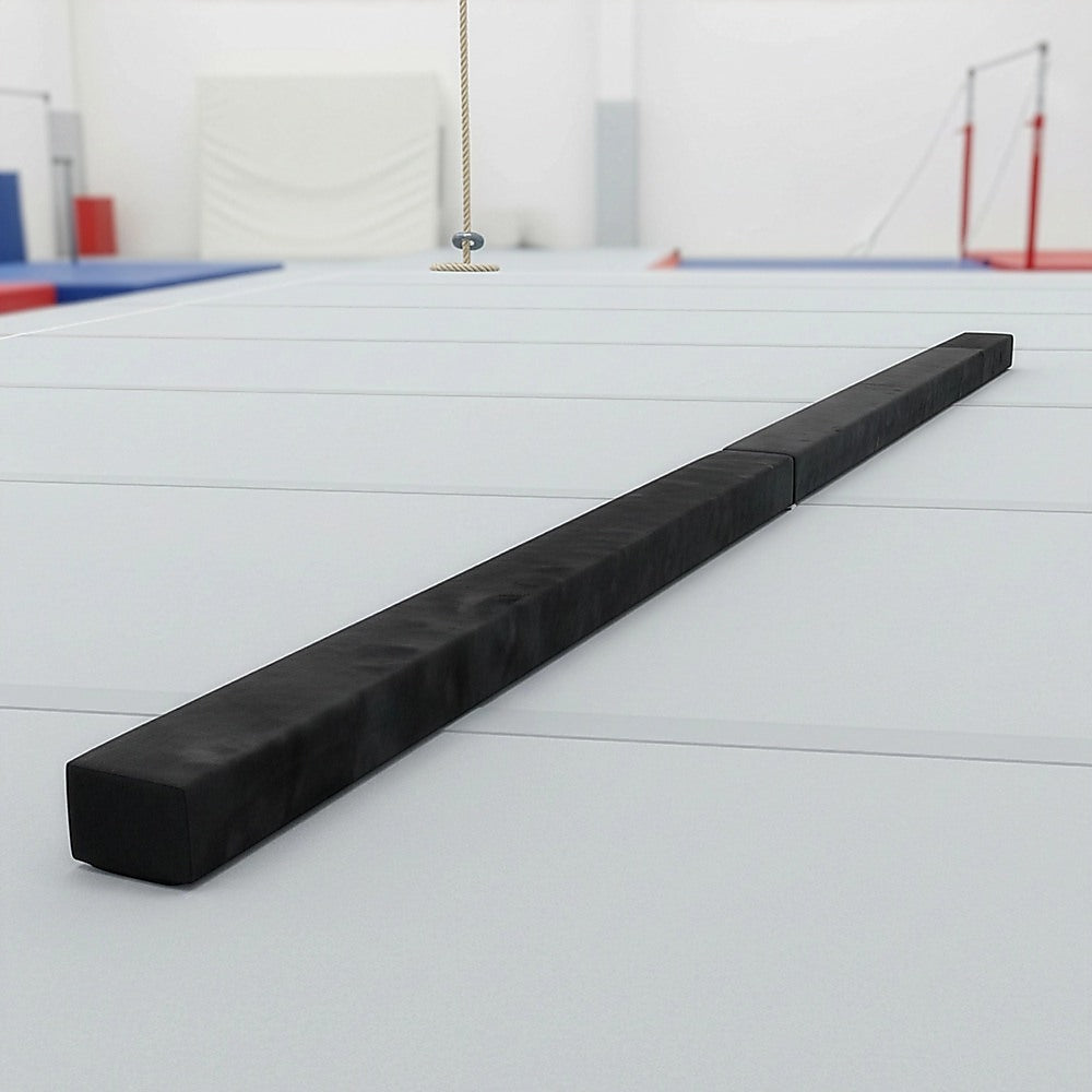 2.2m Gymnastics Folding Balance Beam Black Synthetic Suede