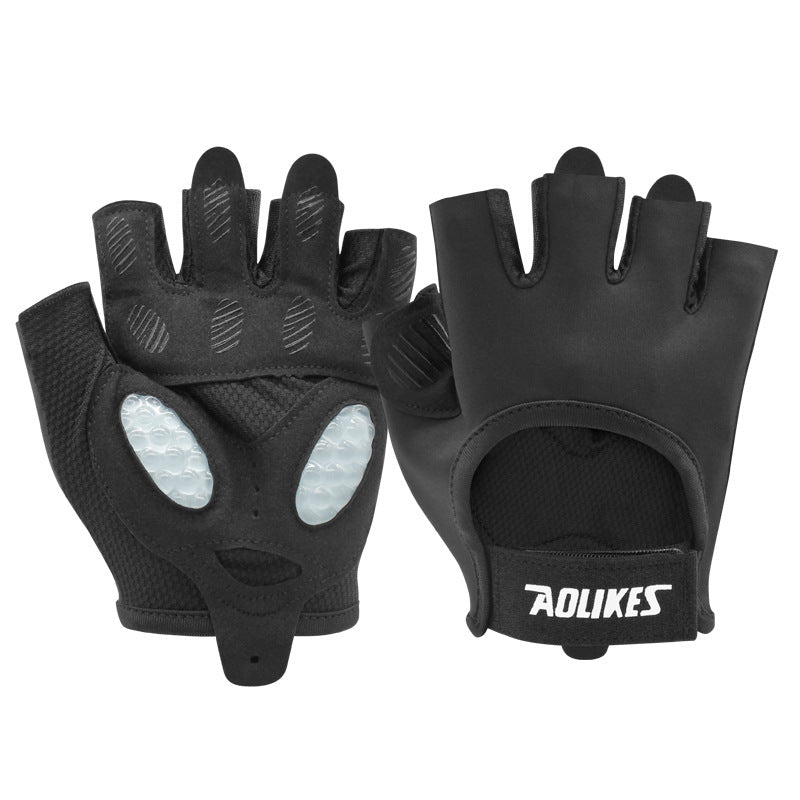 S Black Breathable Gym Training Gloves with Non-Slip Palm Grip