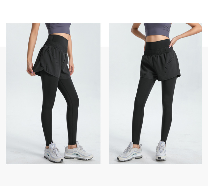 XXL Black Women's High-Waist Athletic Skort with Built-In Shorts - Breathable Quick-Dry Running Skirt with Phone Pocket