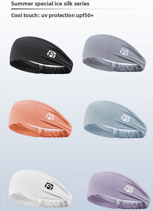 2 Pcs Cooling Sports Headband Moisture Wicking Sweatband for Running Gym & Yoga Non Slip Stretchy Hair Band Black & Blue