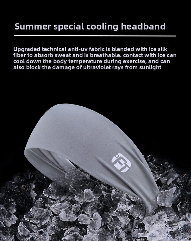 3 PCS Cooling Sports Headband  Ice Silk Moisture Wicking Sweat Band for Running Gym & Yoga Non Slip Stretchy Black Blue & Grey