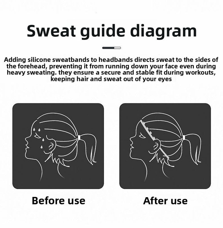 2 Pack Sports Headband with Silicone Sweat Guide Non-Slip Moisture Wicking Hair Band for Running Yoga Gym Fitness Quick Dry Breathable (Black & Purple)