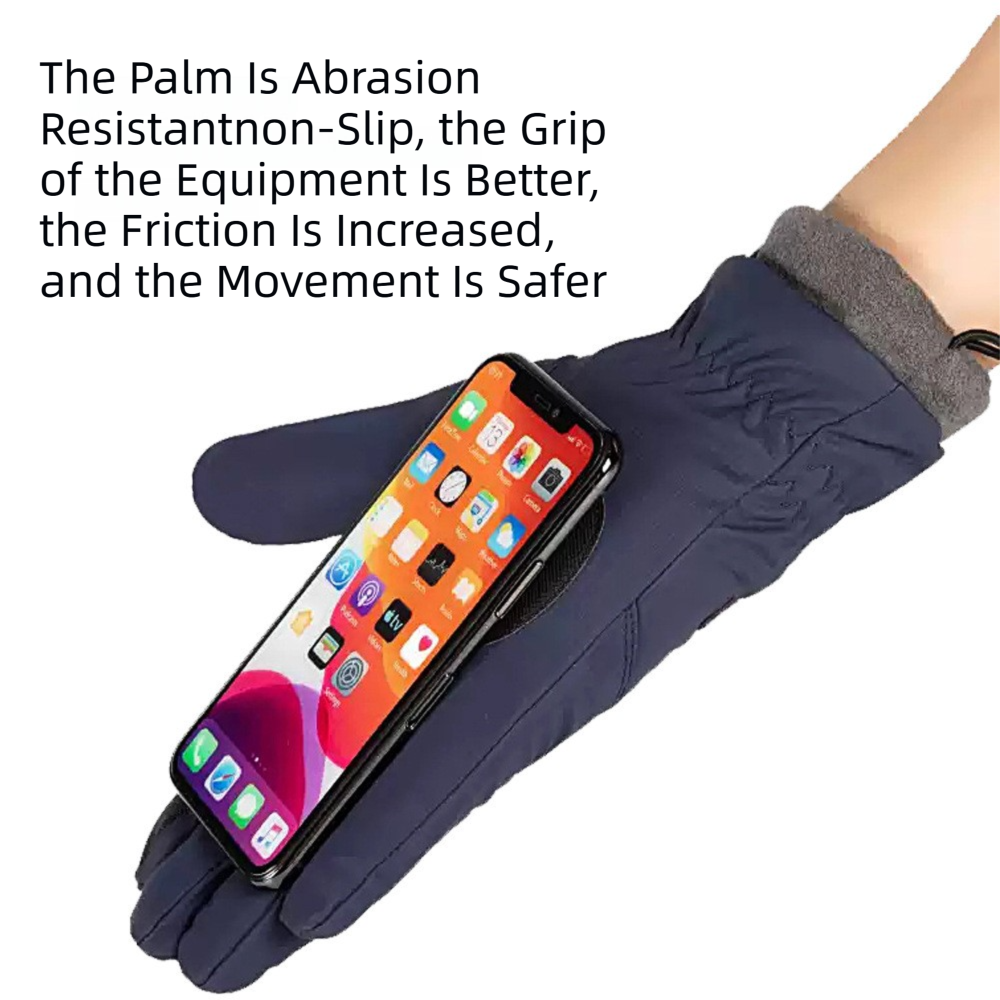 2-Pair Grey Thermal Winter Gloves for Men and Women - Waterproof Windproof & Touchscreen Compatible Gloves for Skiing, Cycling & Winter Travel(L Size)