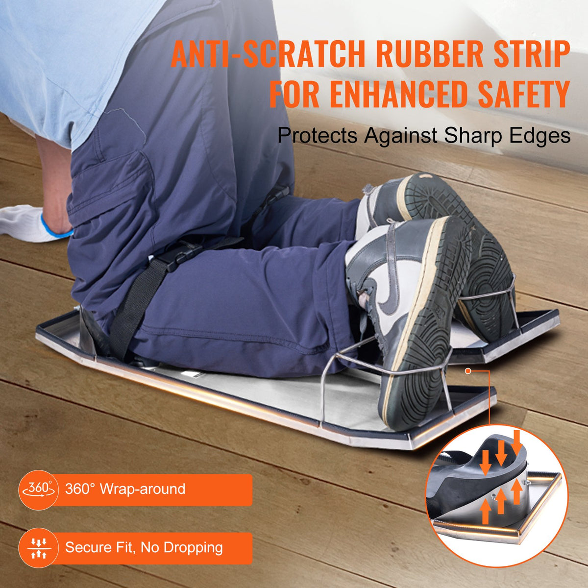 VEVOR Concrete Knee Boards Knee Sliders 28" x 8" 2 Pair w/ Knee Pad for Concrete