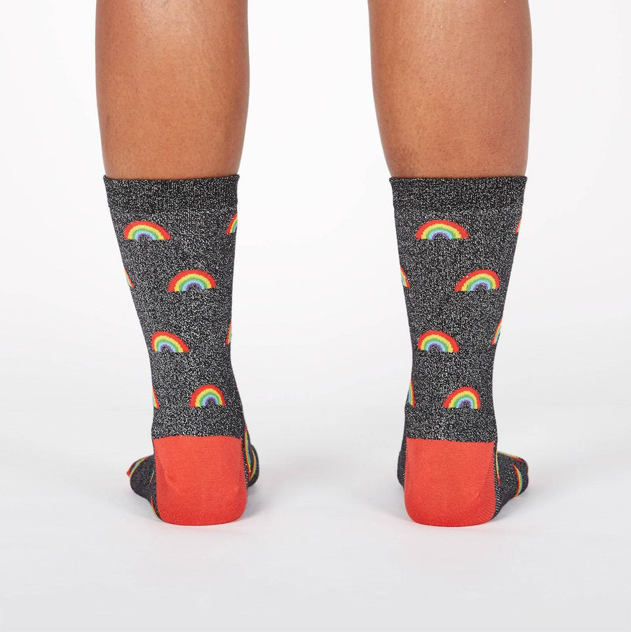 Sock It To Me Glitter Over The Rainbow Womens Crew Socks