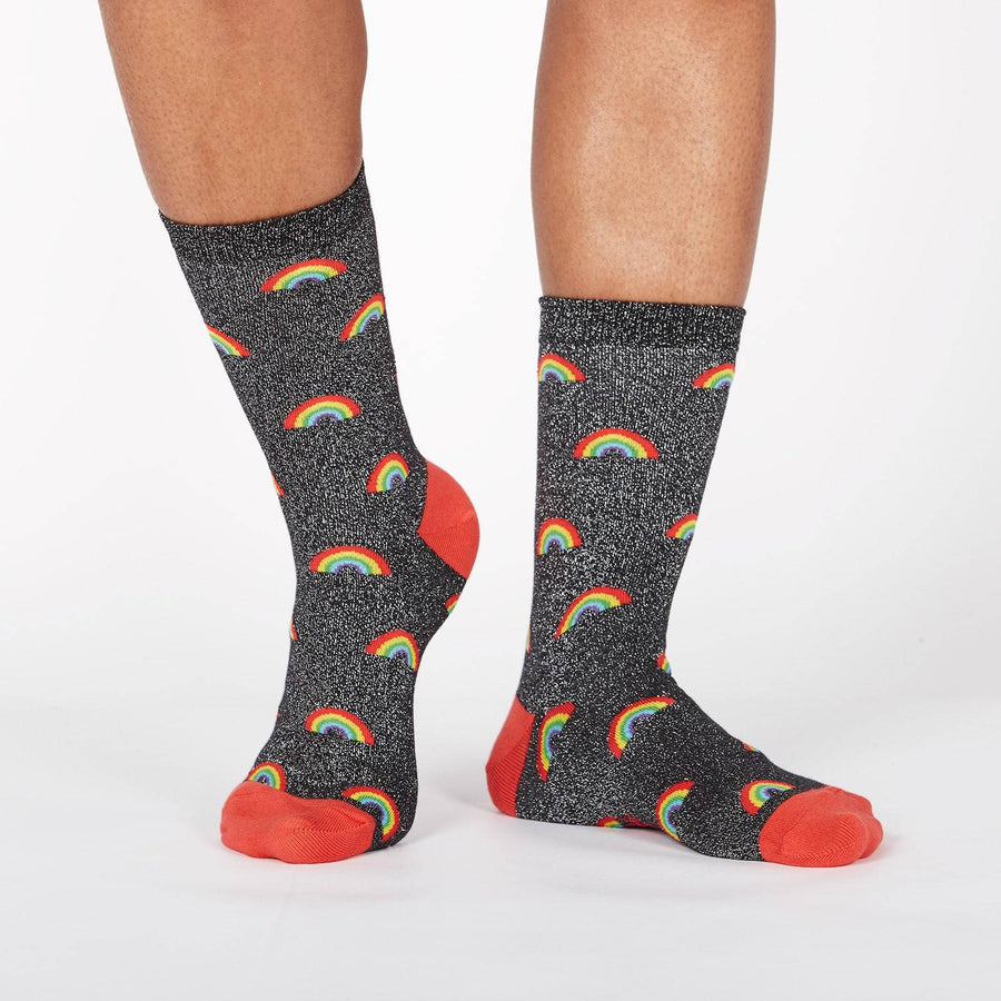 Sock It To Me Glitter Over The Rainbow Womens Crew Socks