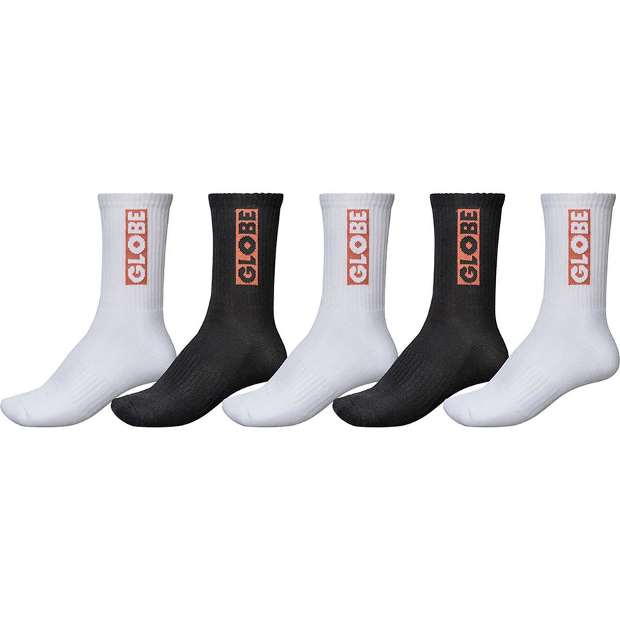 Globe Bar Crew Sock 5 Pack