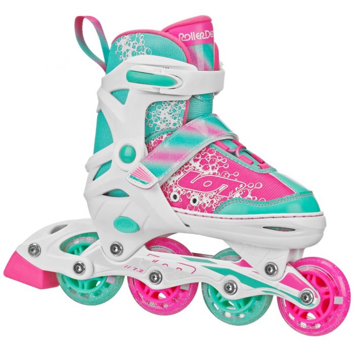 SFR Nebula Lights Kids Adjustable Roller Skates - Pink w Light Up Wheels