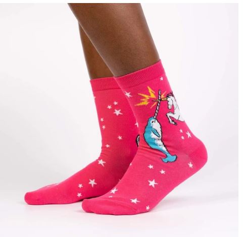 Sock It To Me Unicorn Vs Narwhal Womens Crew Socks
